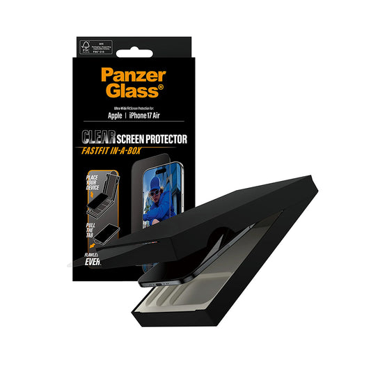 Beskyttelsesfilm til skærm PanzerGlass Ultra-Wide Fit Fastfit til Apple iPhone 17 Air, Hærdet Glas, Full Glue, Sort