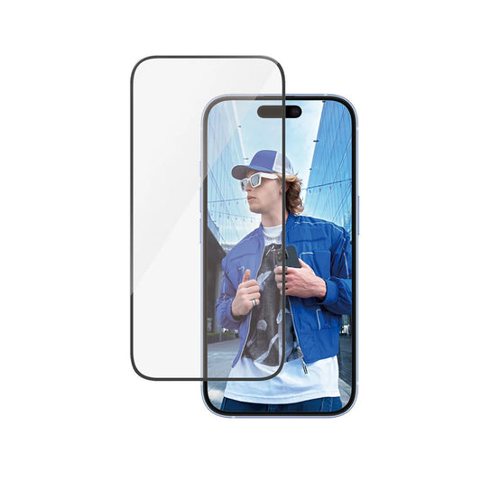 Beskyttelsesfilm til skærm PanzerGlass Ultra-Wide Fit til Apple iPhone 16 / 15, Hærdet Glas, Full Glue, Sort