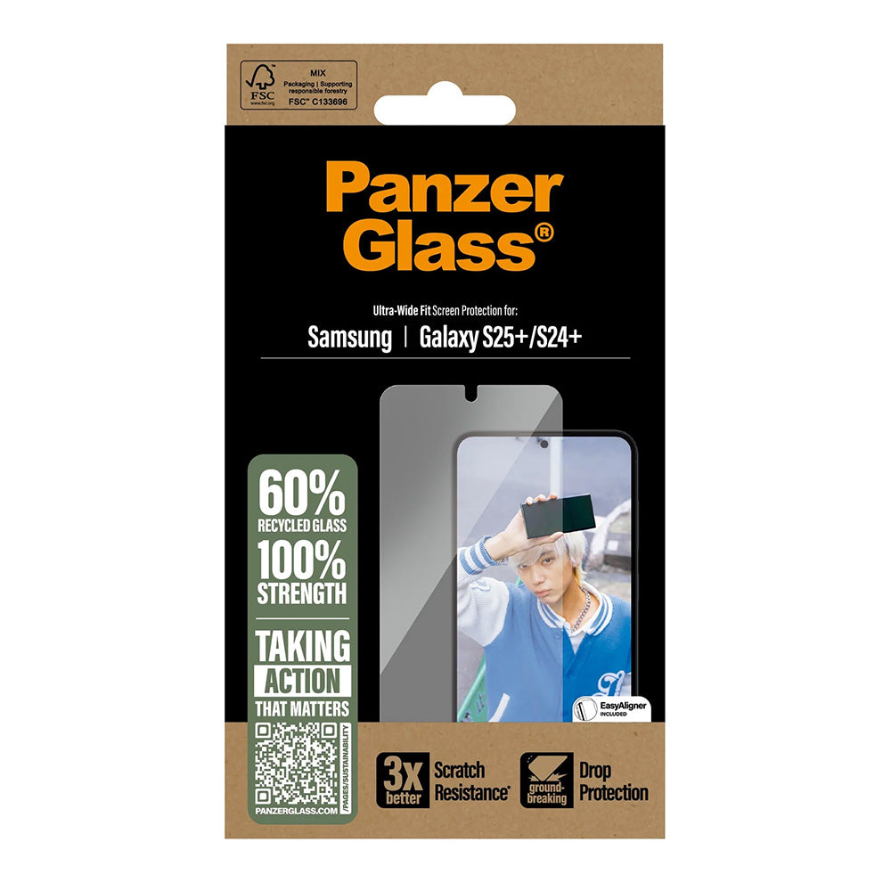 Beskyttelsesfilm til skærm PanzerGlass Ultra-Wide Fit til Samsung Galaxy S25+ S936 / S24+ S926, Hærdet Glas, Full Glue