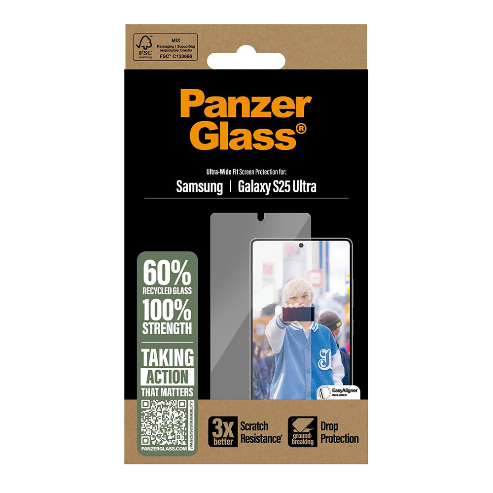 Beskyttelsesfilm til skærm PanzerGlass Ultra-Wide Fit til Samsung Galaxy S25 Ultra S938, Hærdet Glas, Full Glue