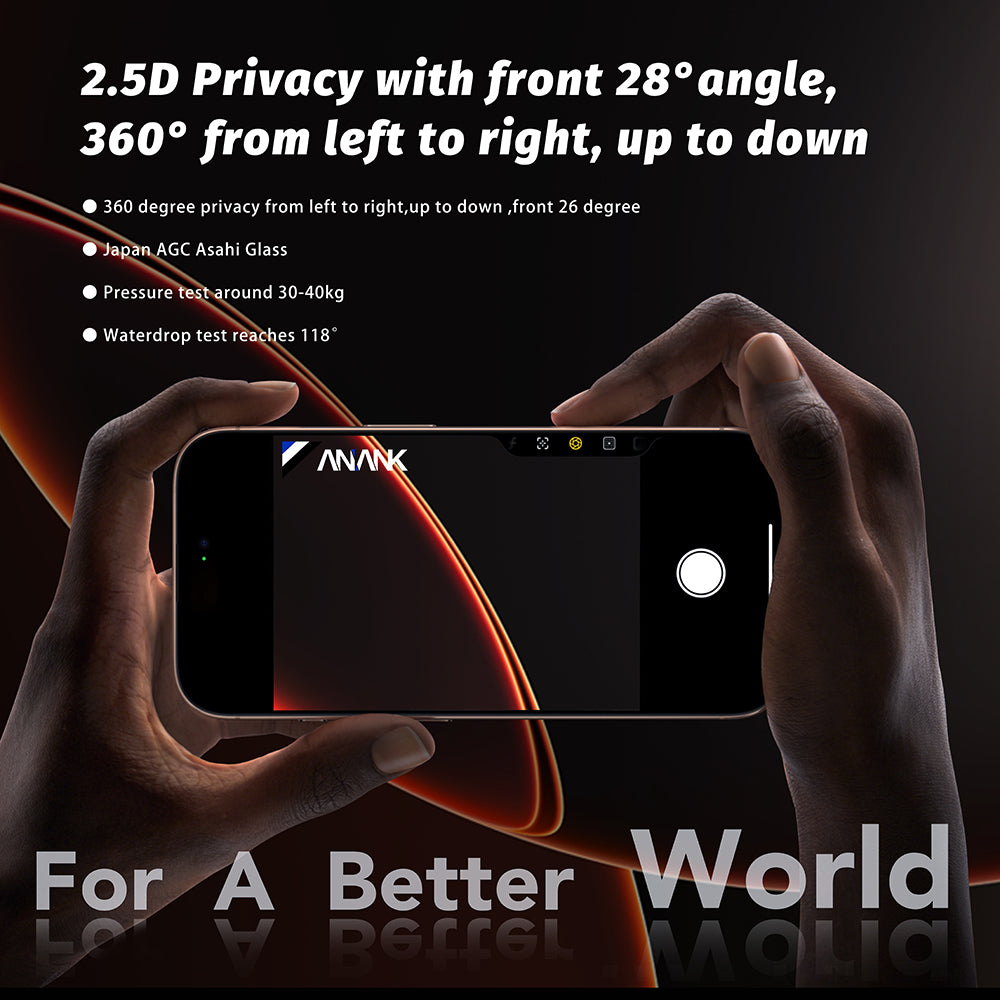Beskyttelsesfilm til skærm Privacy Anank 5X Reinforced 360 til Apple iPhone 17 Air, Hærdet Glas, Full Glue, 2.5D