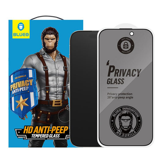 Beskyttelsesfilm til skærm Privacy Blueo Anti-Peep til Apple iPhone 17 Pro / 17 / 16 Pro, Hærdet glas, Full Glue, Sæt med 5 stykker