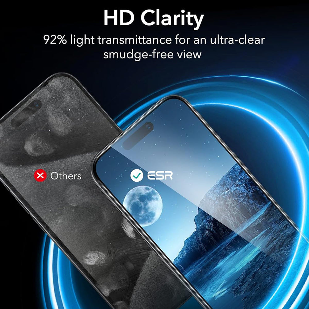 Beskyttelsesfilm Ecran Privacy ESR til Apple iPhone 17 Pro, Hærdet Glas, Full Glue, Sæt med 3 stykker