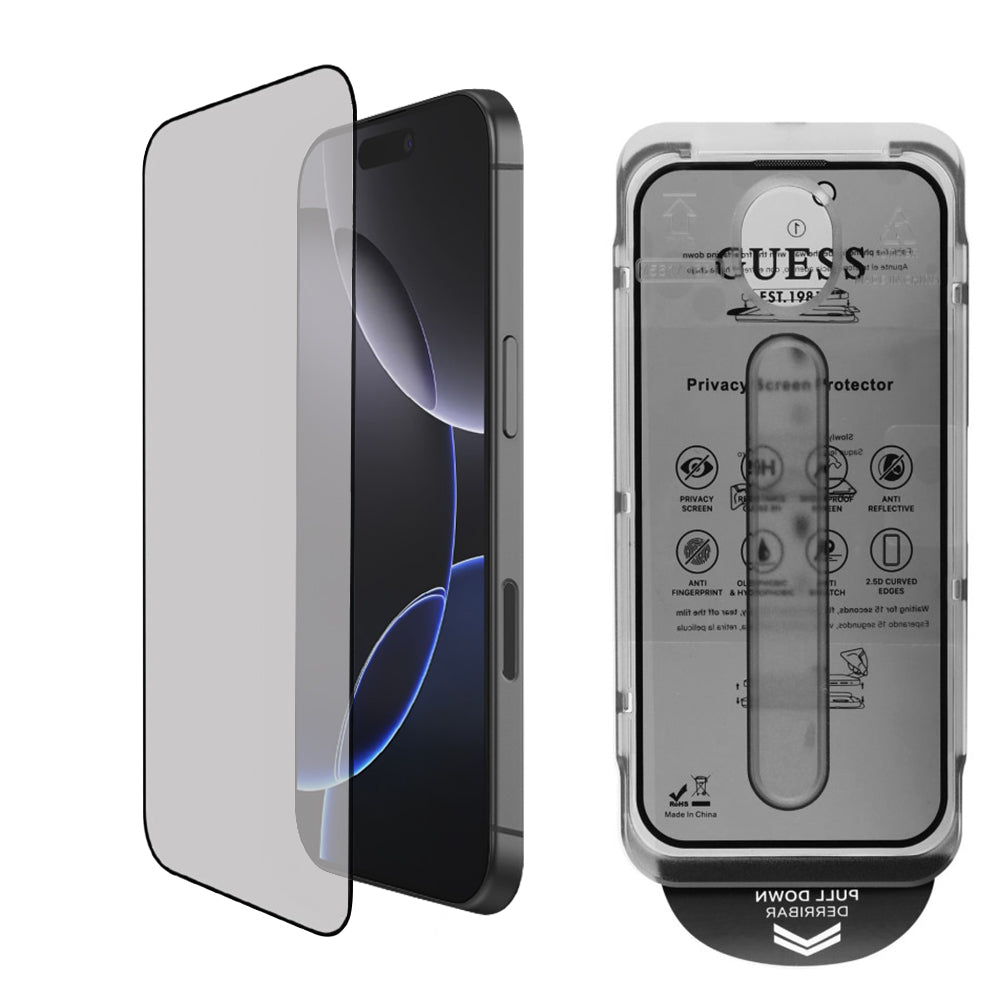 Beskyttelsesfilm Privacy Guess til Apple iPhone 16 Pro Max, Hærdet Glas, Full Glue, 2.5D