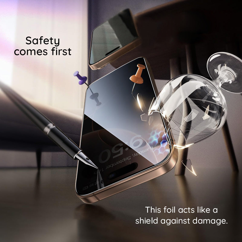 Beskyttelsesfilm Privacy Guess til Apple iPhone 16 Pro Max, Hærdet Glas, Full Glue, 2.5D