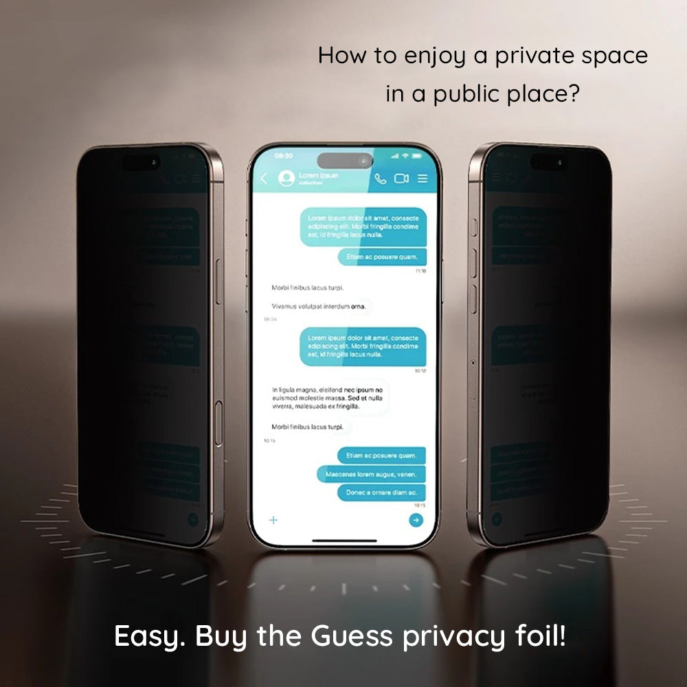 Beskyttelsesfilm Privacy Guess til Apple iPhone 16 Pro Max, Hærdet Glas, Full Glue, 2.5D