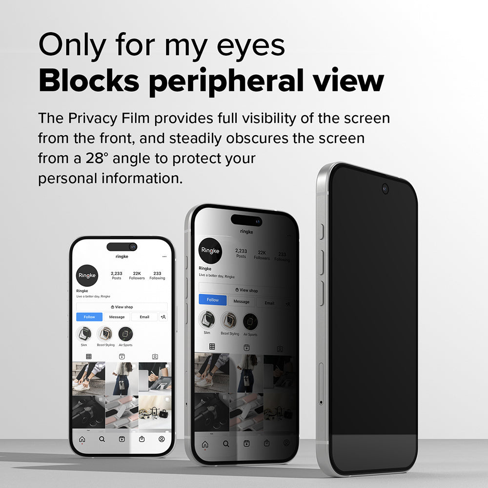 Beskyttelsesfilm til skærm Privacy Ringke Easy Slide til Apple iPhone 16 Plus / 15 Plus, Hærdet Glas, Fuldklæbende, Sæt med 2 stykker