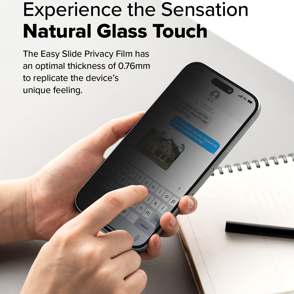 Beskyttelsesfilm til skærm Privacy Ringke Easy Slide til Apple iPhone 16 Plus / 15 Plus, Hærdet Glas, Fuldklæbende, Sæt med 2 stykker