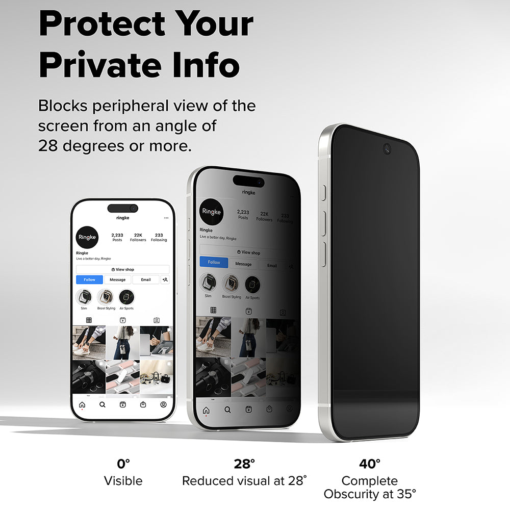 Privacy-skærmbeskyttelse Ringke Easy Slide til Apple iPhone 18 Pro Max / 17 Pro Max, hærdet glas, fuld lim, sæt med 2 stk.