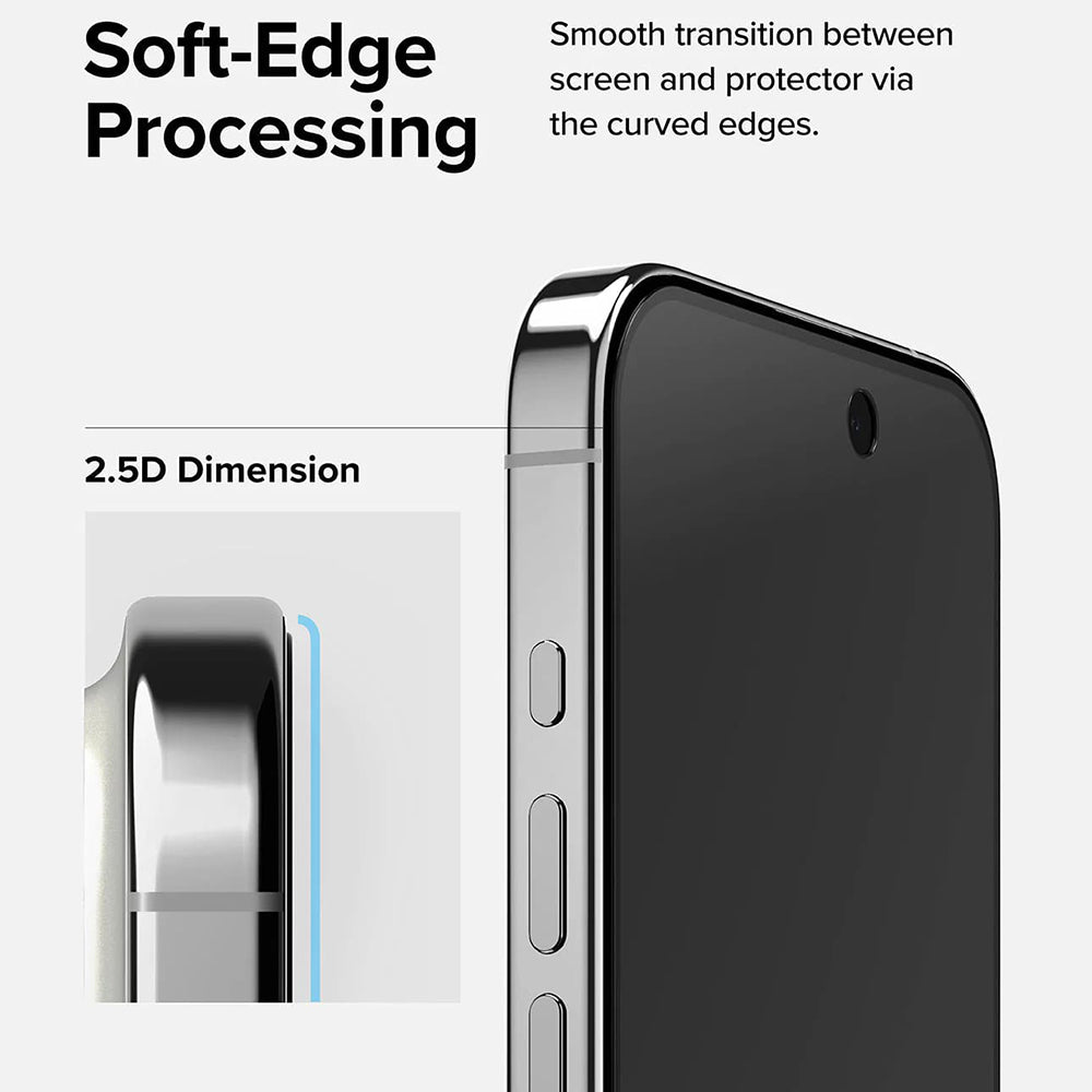 Beskyttelsesfilm Privacy Ringke til Apple iPhone 15 Pro, Hærdet Glas, Full Glue