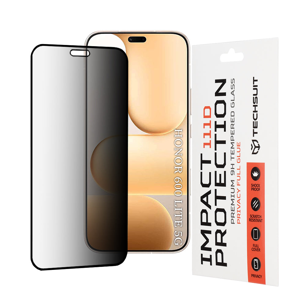 Beskyttelsesfilm til skærm Privacy Techsuit til Honor 600 Lite, Hærdet Glas, Full Glue, 111D