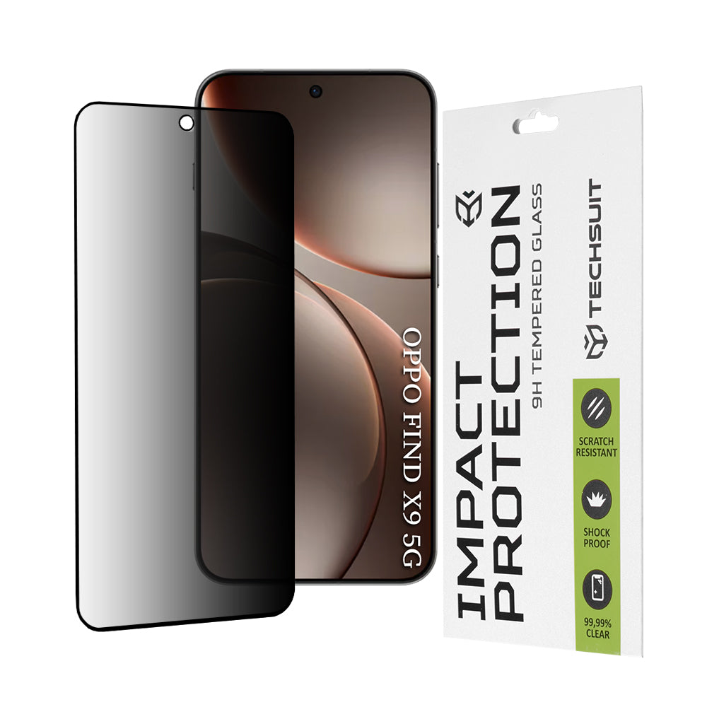 Beskyttelsesfilm Privacy Techsuit til Oppo Find X9, Hærdet Glas, Full Glue, 111D