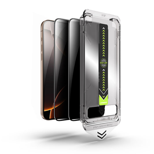 Beskyttelsesfilm Privacy Techsuit TitanGlass til Apple iPhone 17 / 16 Pro, Hærdet Glas, Full Glue, Sæt med 2 stykker