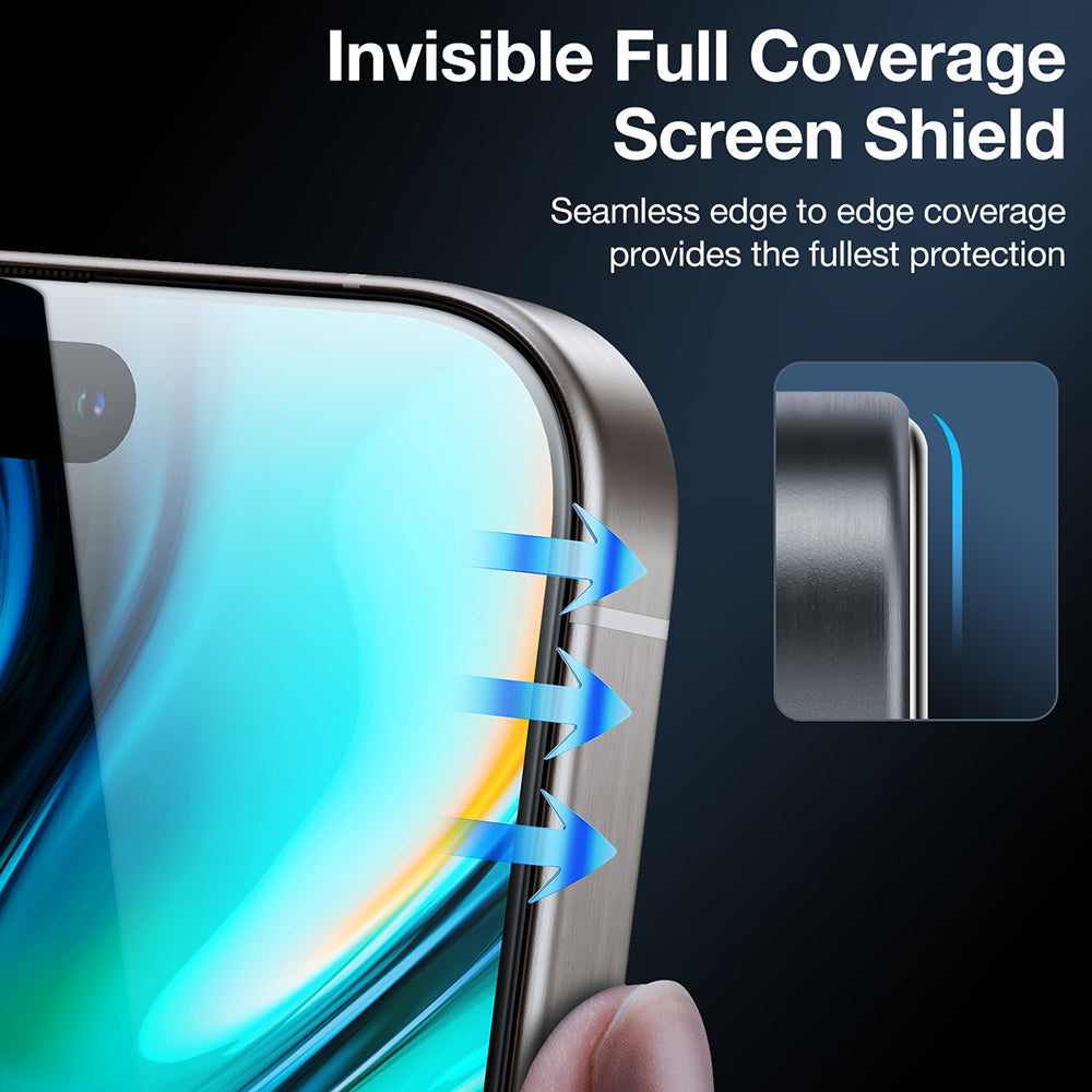 Beskyttelsesfilm Privacy Torras GlassGo Install Master til Apple iPhone 17 Pro, Hærdet Glas, Full Glue