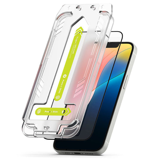 Ringke Easy Slide Skærmbeskytter til Apple iPhone 17e / 16e / 14 / 13 Pro, Hærdet Glas, Fuld Lim, Sæt med 2 stk, Sort