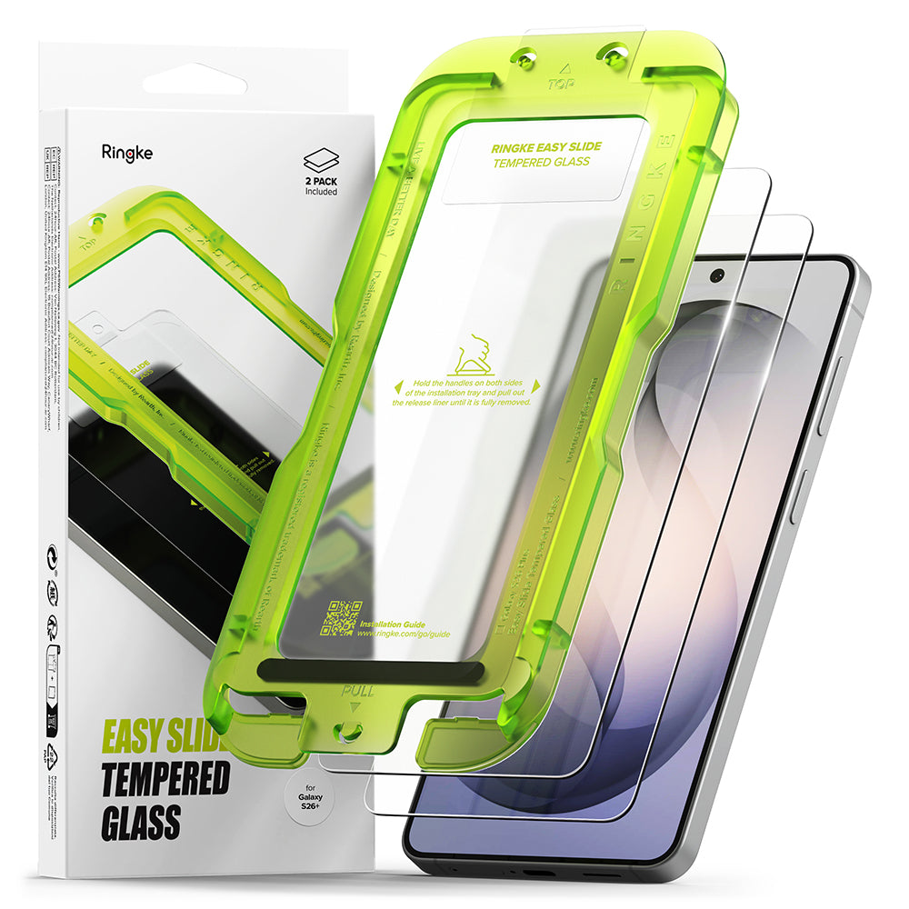 Skærmbeskyttelsesfolie Ringke Easy Slide til Samsung Galaxy S26 Plus S947, Hærdet Glas, Fuldklæbende, Sæt med 2 stykker
