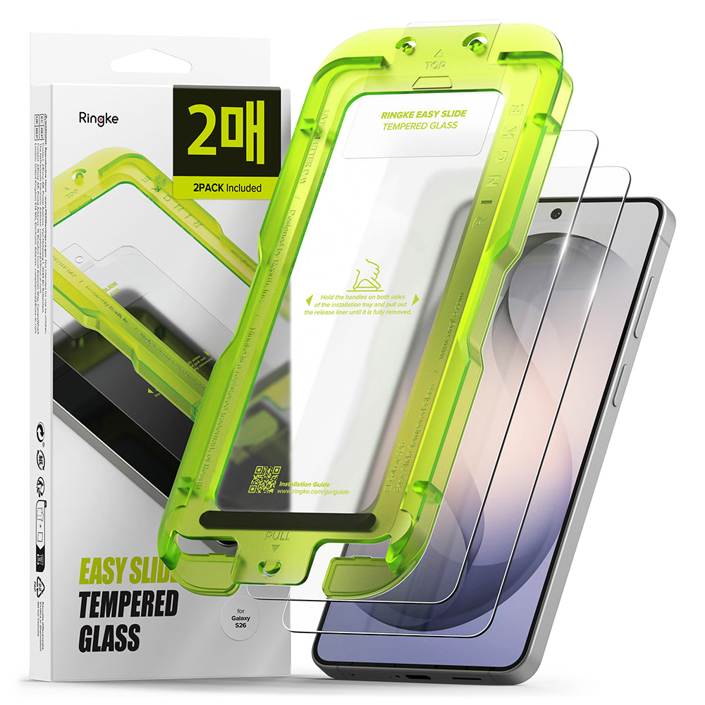 Skærmbeskyttelsesfolie Ringke Easy Slide til Samsung Galaxy S26 S942, Hærdet Glas, Fuldklæbende, Sæt med 2 stykker