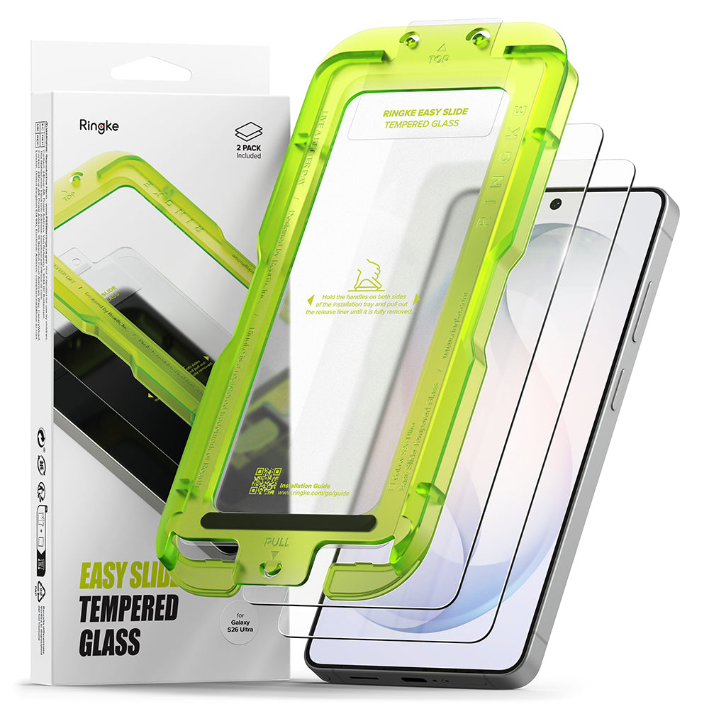 Skærmbeskyttelsesfolie Ringke Easy Slide til Samsung Galaxy S26 Ultra S948, Hærdet Glas, Fuldklæbende, Sæt med 2 stykker