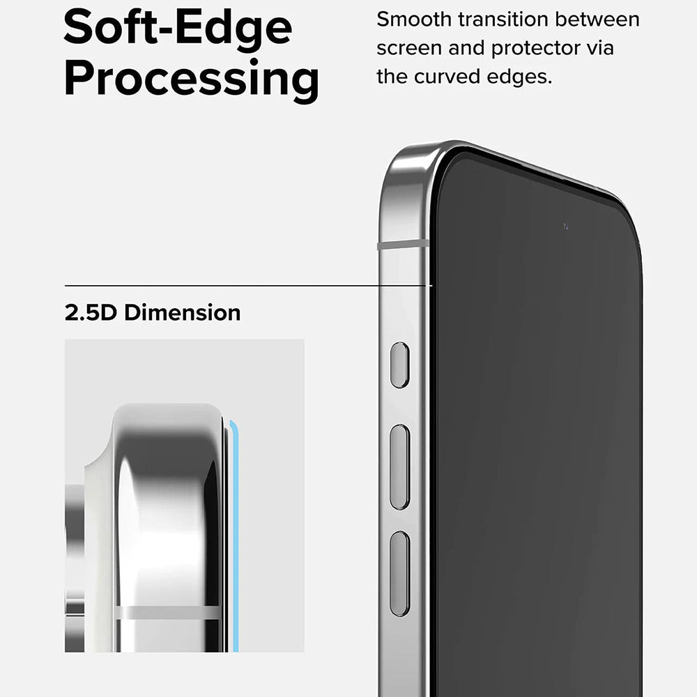 Ringke Skærmbeskytter til Apple iPhone 15 Pro, Hærdet Glas, Fuld Lim, Sort