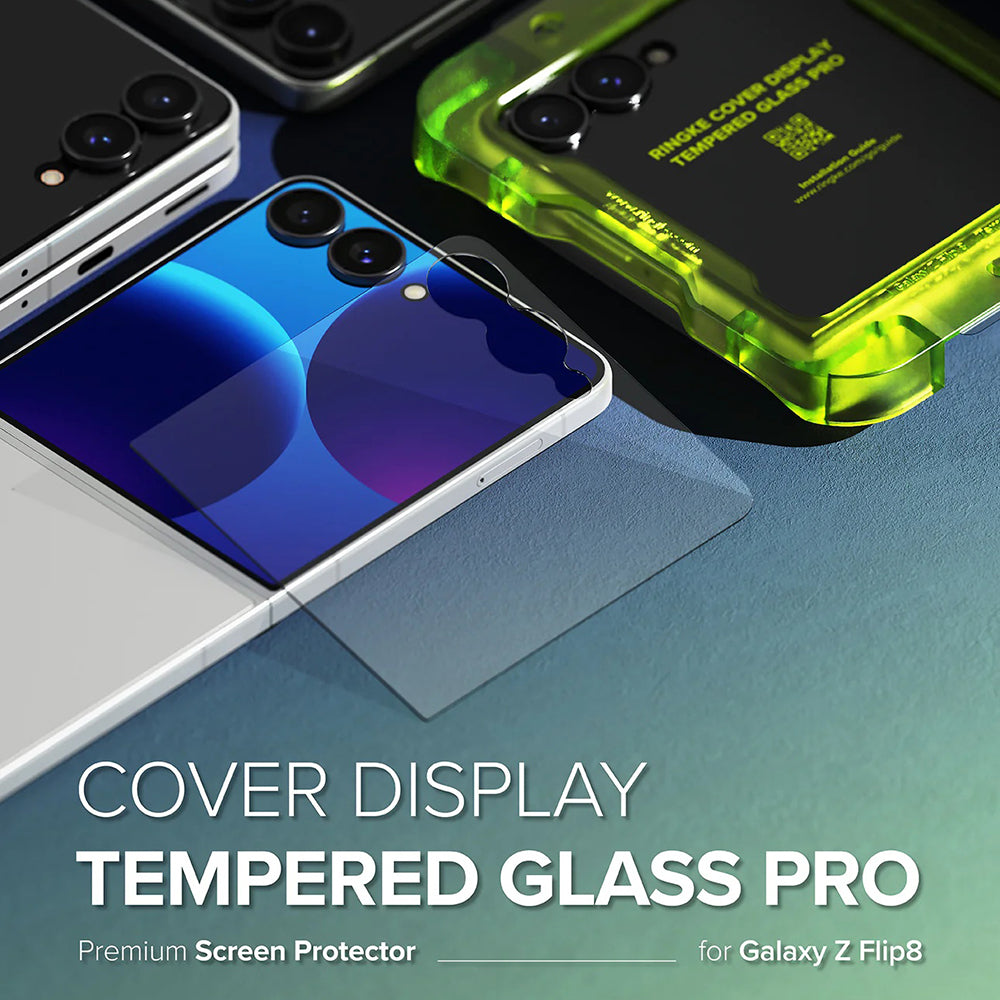 Ringke Pro Skærmbeskytter til Samsung Galaxy Z Flip8 F776, Hærdet Glas, Fuld Lim, Sæt med 2 stk