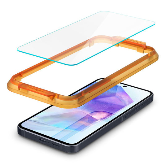 Skærmbeskyttelsesfilm Spigen GlastR Align Master til Samsung Galaxy A55 5G A556, hærdet glas, fuld lim, sæt med 2 stk. AGL07775