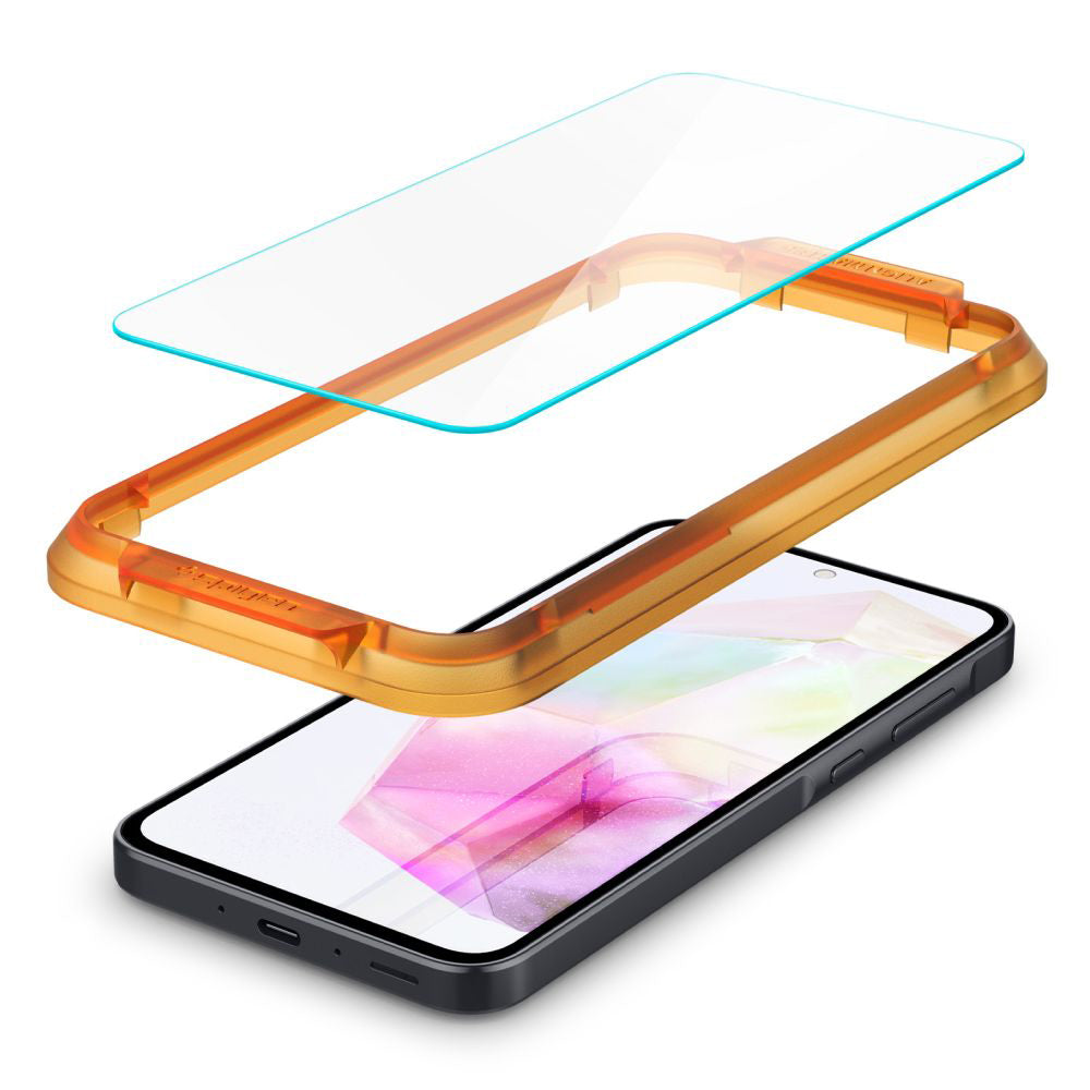 Skærmbeskyttelsesfolie Spigen GlastR Align Master til Samsung Galaxy M35 / A35 5G A356, Hærdet Glas, Fuldklæbende, Sæt med 2 stykker AGL07772