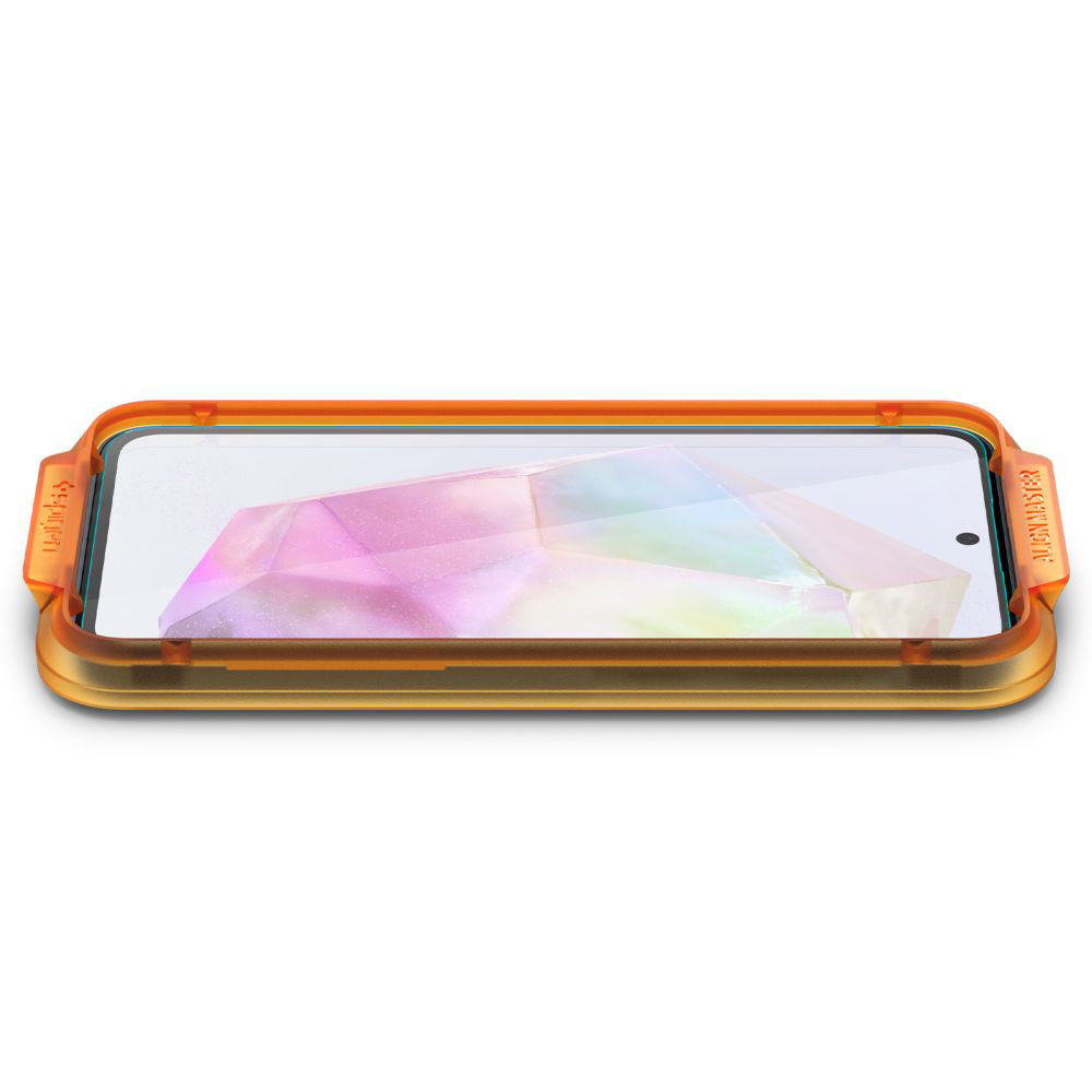 Skærmbeskyttelsesfolie Spigen GlastR Align Master til Samsung Galaxy M35 / A35 5G A356, Hærdet Glas, Fuldklæbende, Sæt med 2 stykker AGL07772