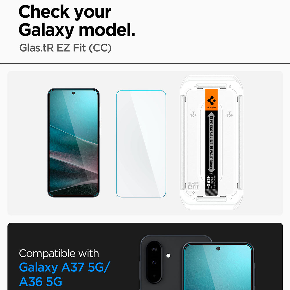 Beskyttelsesfilm til skærm Spigen GlastR EZ FIT HD til Samsung Galaxy A37 5G / A36 A366, Hærdet Glas, Fuldklæbende, Sæt med 2 stykker AGL11365