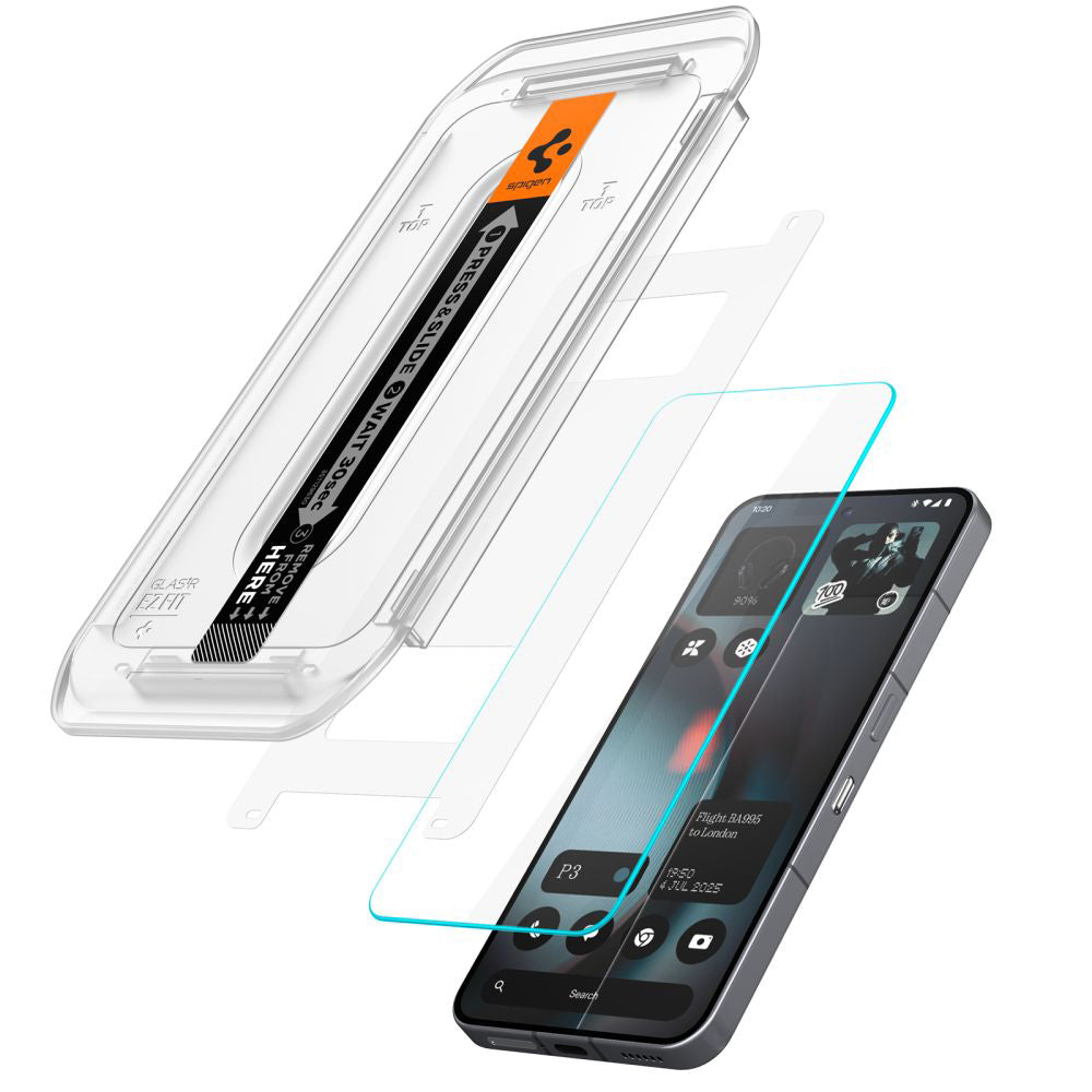 Beskyttelsesfilm til skærm Spigen GlastR EZ FIT til Nothing Phone (3), Hærdet Glas, Fuldklæbende, Sæt med 2 stykker AGL10165