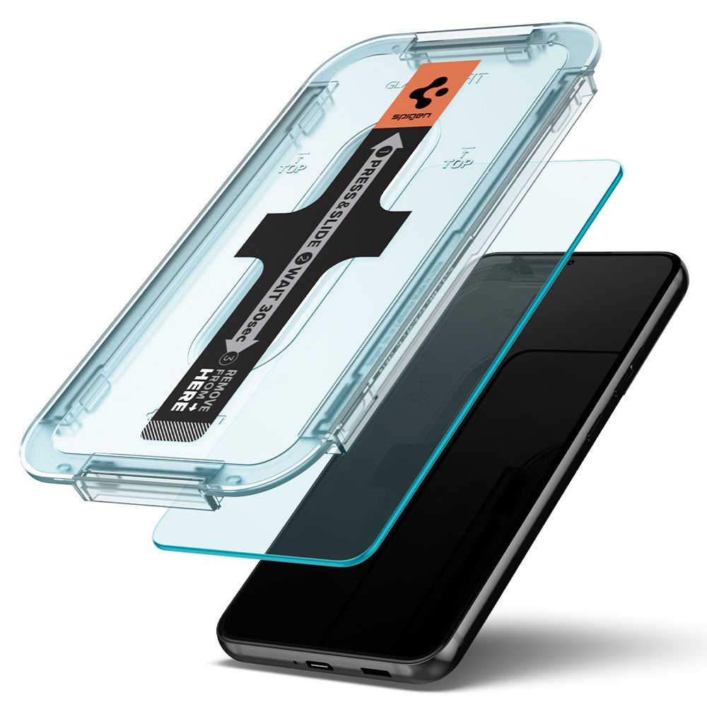 Skærmbeskytter Spigen GlastR EZ FIT til Samsung Galaxy S22 5G S901, hærdet glas, fuld lim, sæt med 2 stk AGL04151