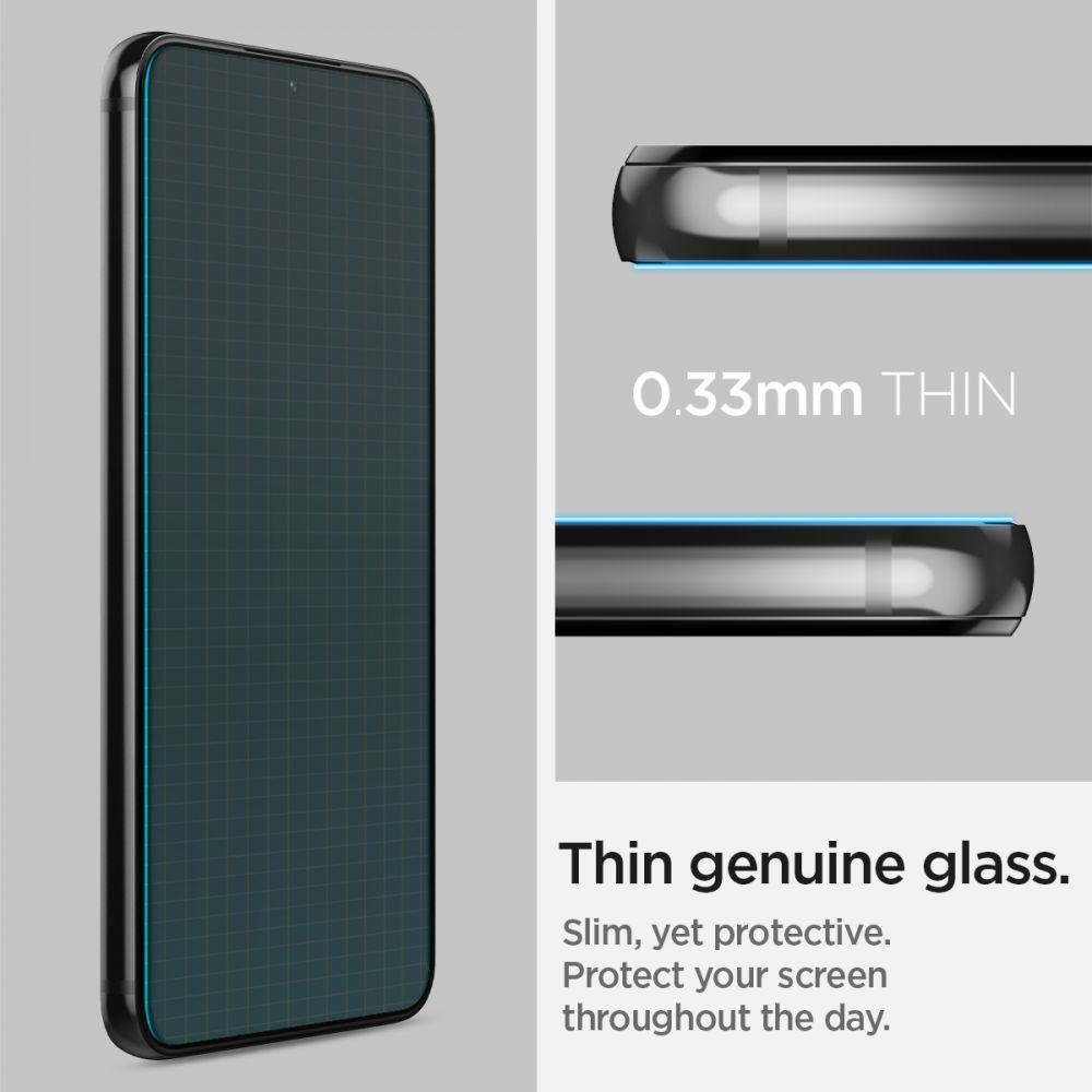 Skærmbeskytter Spigen GlastR EZ FIT til Samsung Galaxy S22 5G S901, hærdet glas, fuld lim, sæt med 2 stk AGL04151