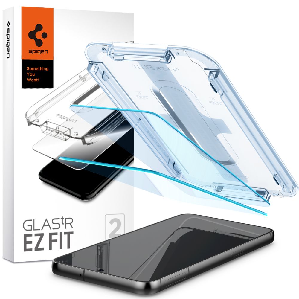 Skærmbeskyttelsesfilm Spigen GlastR EZ FIT til Samsung Galaxy S23 S911, Hærdet Glas, Fuldklæbende, Sæt med 2 stykker AGL05958