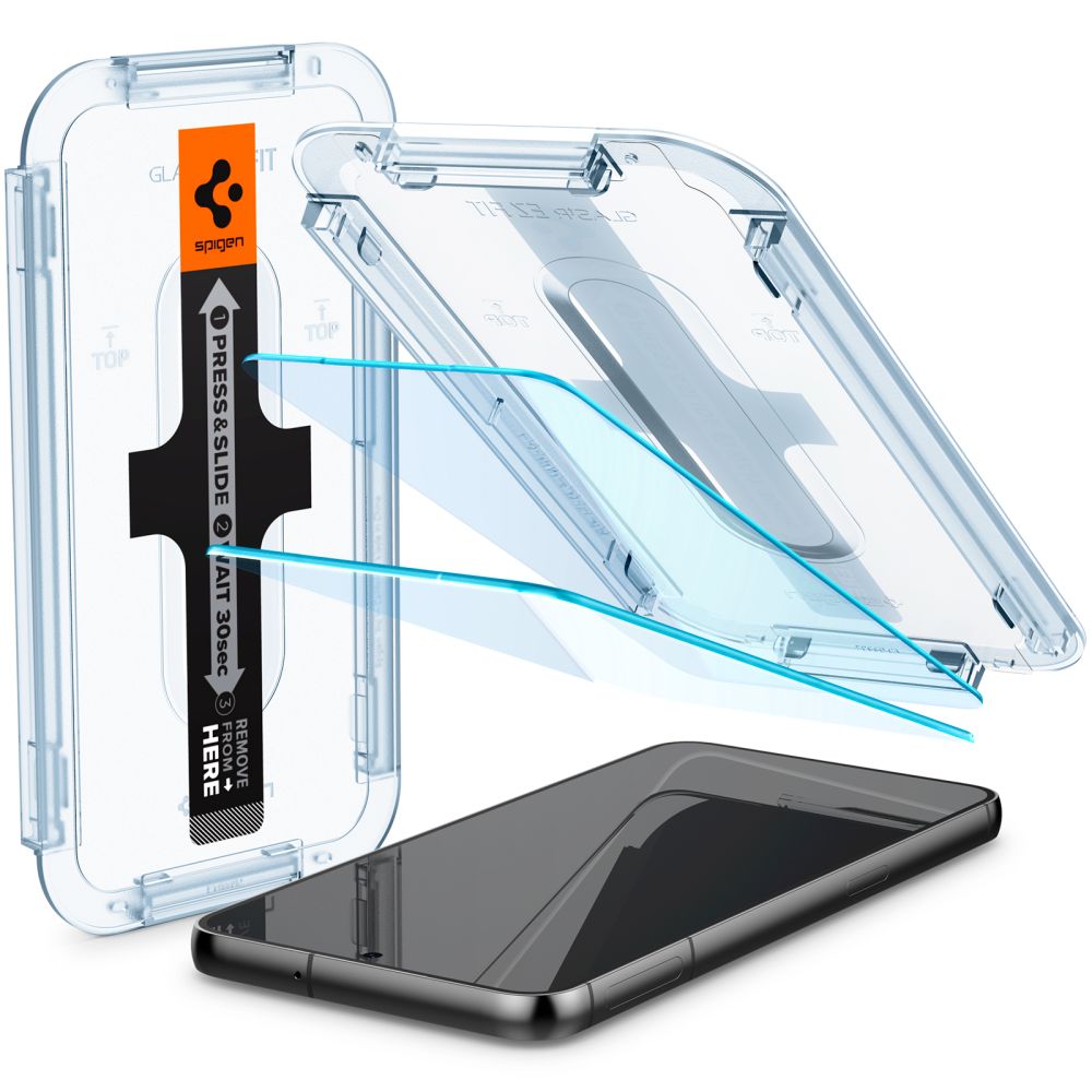 Skærmbeskyttelsesfilm Spigen GlastR EZ FIT til Samsung Galaxy S23 S911, Hærdet Glas, Fuldklæbende, Sæt med 2 stykker AGL05958