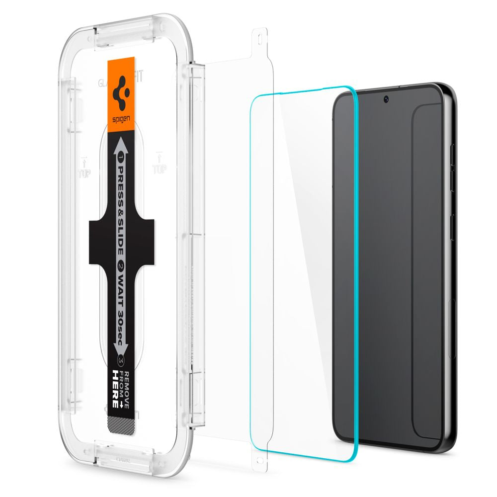 Skærmbeskyttelsesfilm Spigen GlastR EZ FIT til Samsung Galaxy S23 S911, Hærdet Glas, Fuldklæbende, Sæt med 2 stykker AGL05958