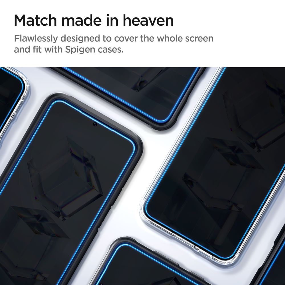 Skærmbeskyttelsesfilm Spigen GlastR EZ FIT til Samsung Galaxy S23 S911, Hærdet Glas, Fuldklæbende, Sæt med 2 stykker AGL05958