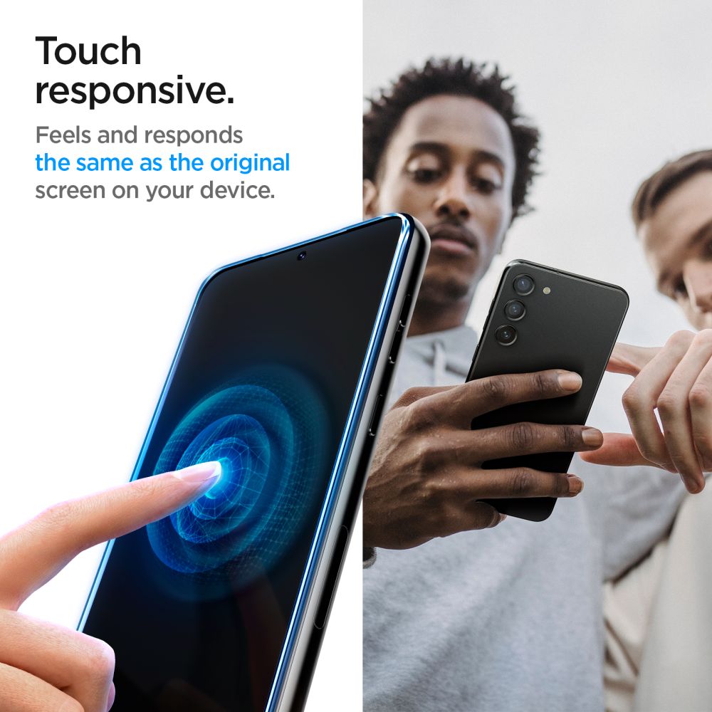 Skærmbeskyttelsesfilm Spigen GlastR EZ FIT til Samsung Galaxy S23 S911, Hærdet Glas, Fuldklæbende, Sæt med 2 stykker AGL05958