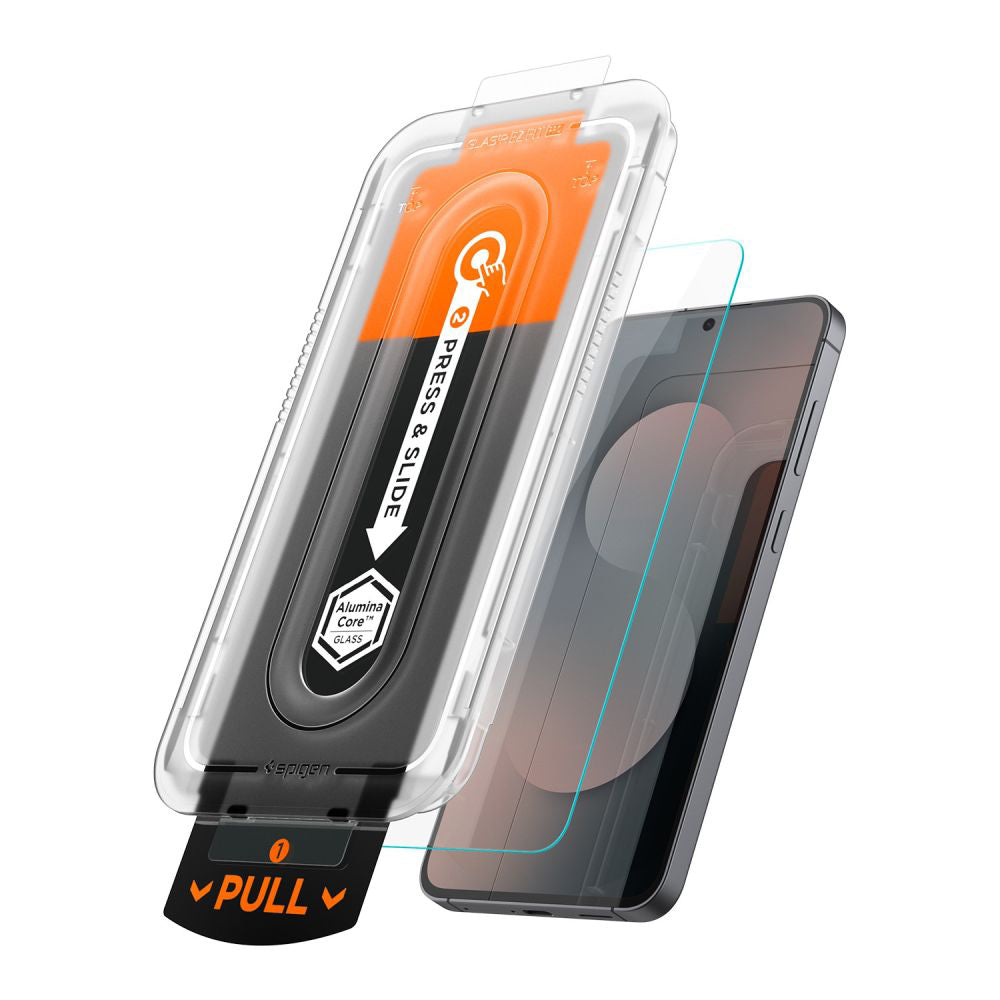 Beskyttelsesfilm til skærm Spigen GlastR EZ FIT Pro HD til Samsung Galaxy S25 FE, Hærdet Glas, Fuldklæbende, Sæt med 2 stykker AGL10202
