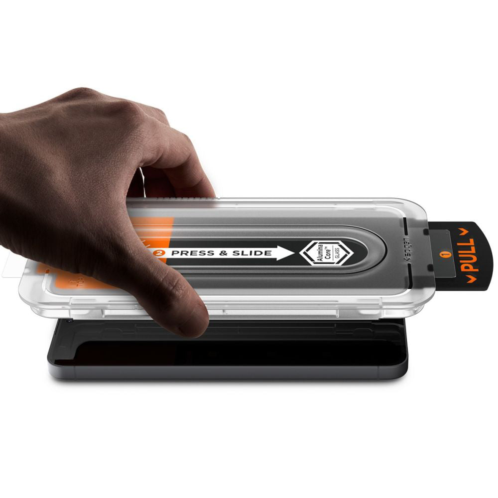 Beskyttelsesfilm til skærm Spigen GlastR EZ FIT Pro HD til Samsung Galaxy S25 FE, Hærdet Glas, Fuldklæbende, Sæt med 2 stykker AGL10202
