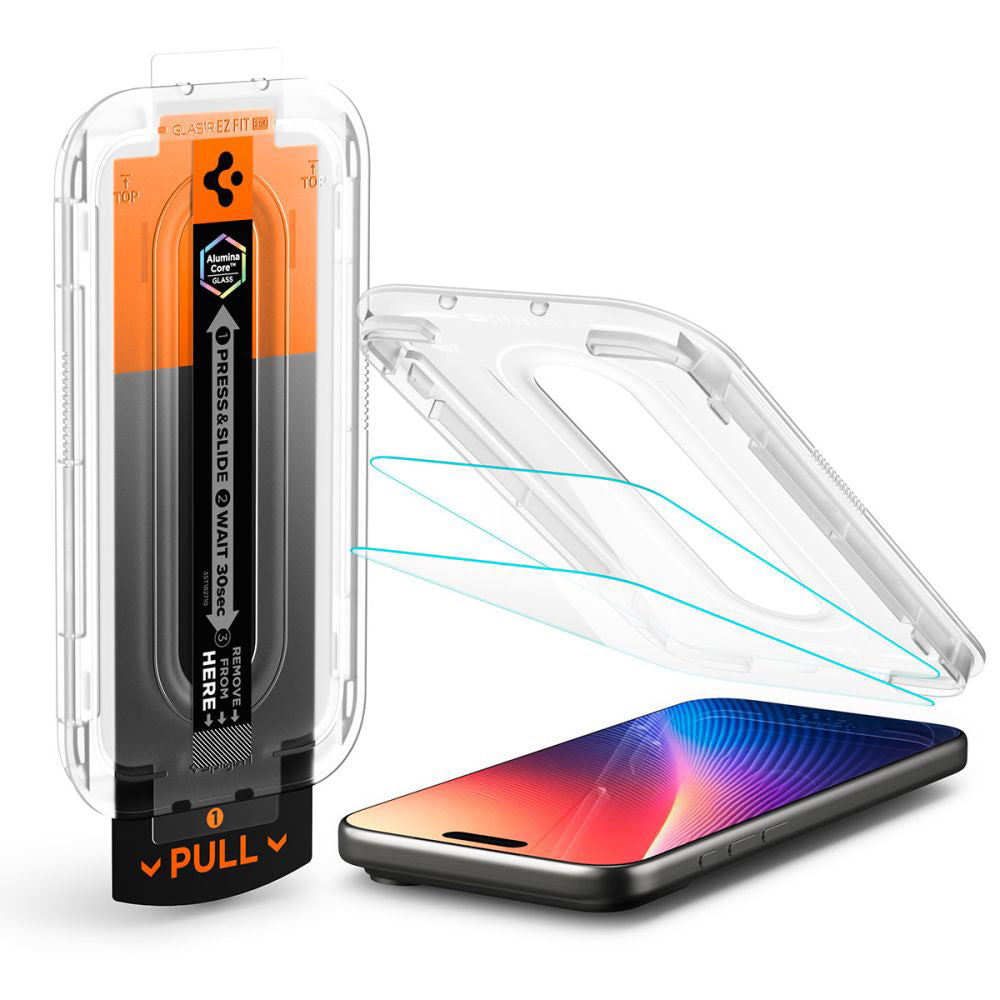 Beskyttelsesfilm til skærm Spigen GlastR EZ FIT Pro til Apple iPhone 17 Pro Max / 16 Pro Max, Hærdet Glas, Fuldklæbende