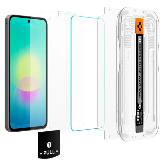 Skærmbeskyttelsesfilm Spigen GlastR EZ FIT Pro til Samsung Galaxy A27 5G, hærdet glas, fuld lim, sæt med 2 stk AGL11809