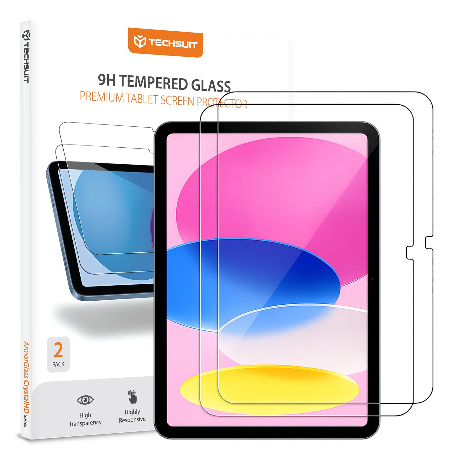 Beskyttelsesfilm til skærm Techsuit ArmorGlass CrystalHD til Apple iPad (2025) / (2022), Hærdet glas, Full Glue, Sæt med 2 stykker