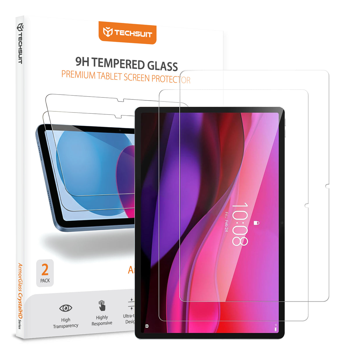 Beskyttelsesfilm til skærm Techsuit ArmorGlass CrystalHD til Lenovo Yoga Tab Plus, Hærdet Glas, Fuldklæbende, Sæt med 2 stykker