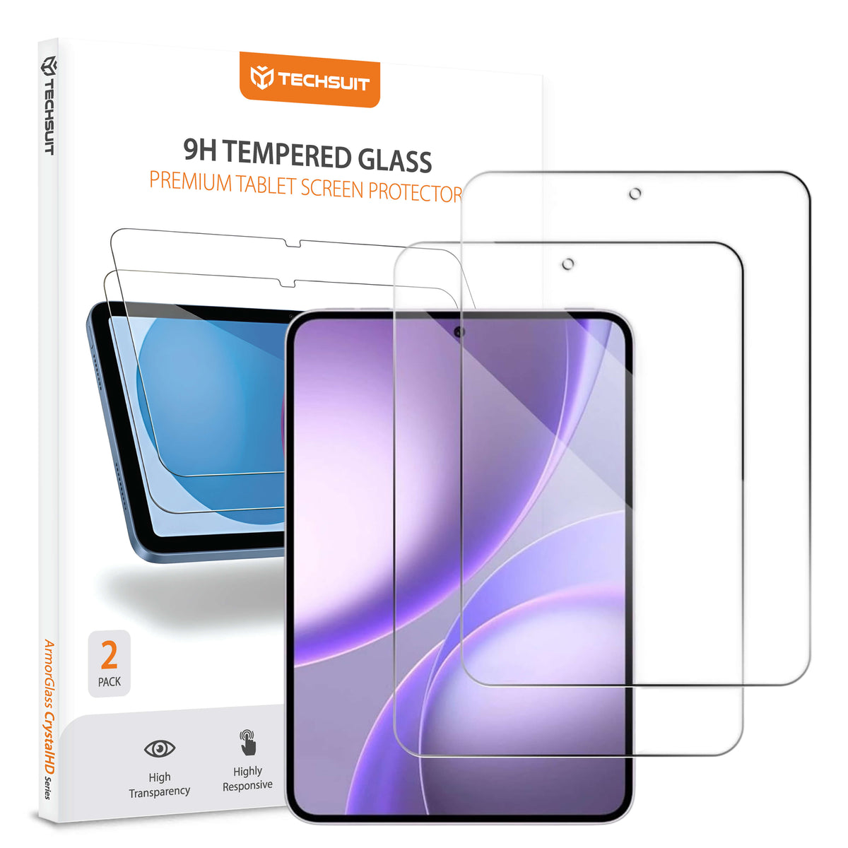 Techsuit ArmorGlass CrystalHD skærmbeskytter til Oppo Pad Mini, hærdet glas, fuld lim, sæt med 2 stk.