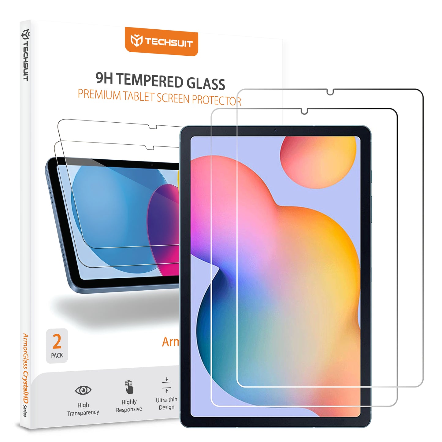 Beskyttelsesfilm Techsuit ArmorGlass CrystalHD til Samsung Galaxy Tab S6 Lite (2024), Hærdet Glas, Full Glue, Sæt med 2 stykker