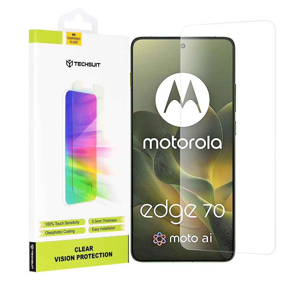Beskyttelsesfilm Techsuit Clear Vision til Motorola Edge 70, Hærdet Glas, Full Glue