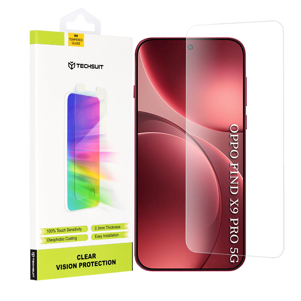 Beskyttelsesfilm Techsuit Clear Vision til Oppo Find X9 Pro, Hærdet Glas, Fuldklæbende