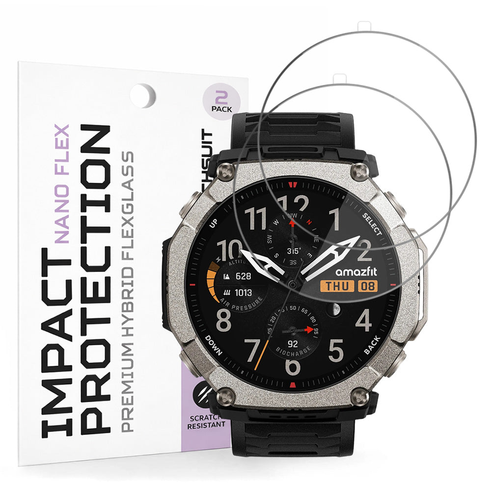 Beskyttelsesfilm Techsuit Nano Flex til Amazfit T-Rex Ultra 2, Plastik, Sæt med 2 stykker, Sort