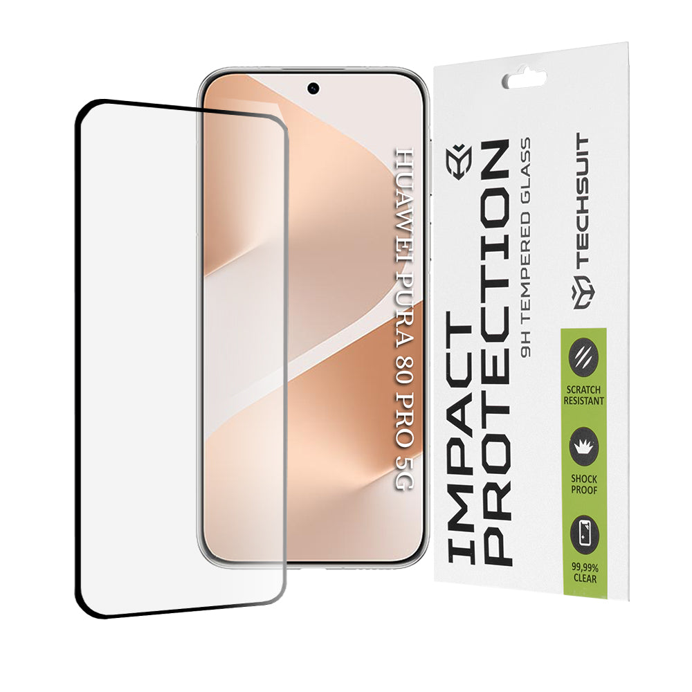 Techsuit Skærmbeskytter til Huawei Pura 80 Pro, Hærdet Glas, Full Glue, 111D, Sort