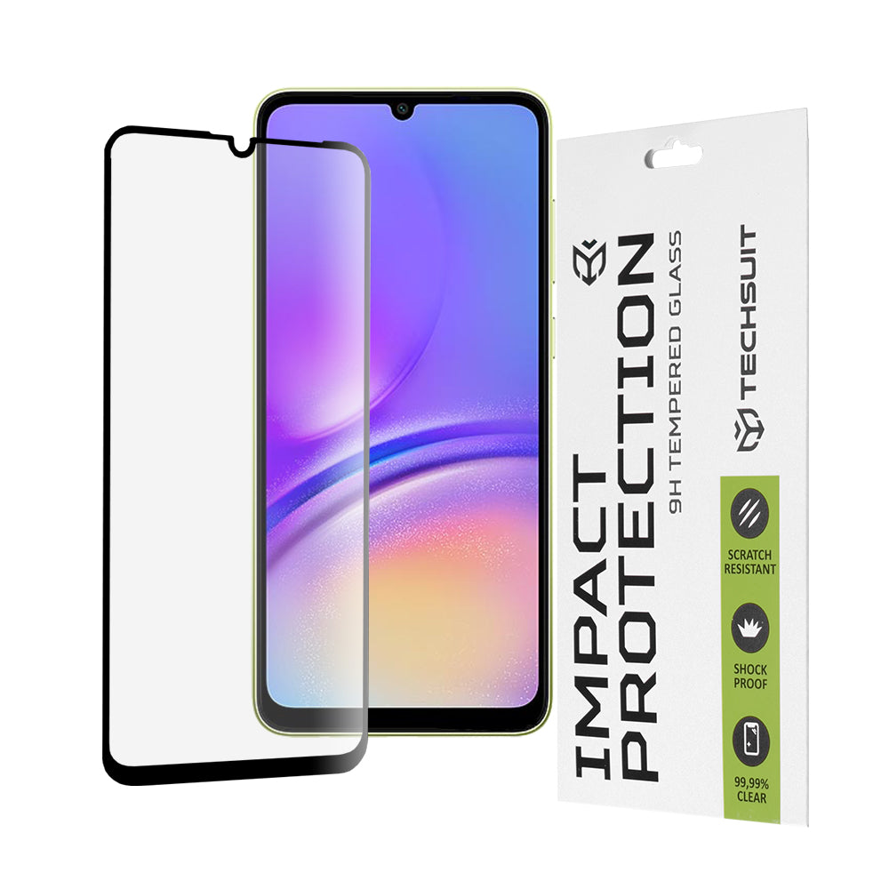 Techsuit skærmbeskyttelsesfilm til Samsung Galaxy A05s A057 / A05 A055, hærdet glas, fuld lim, 111D, sort