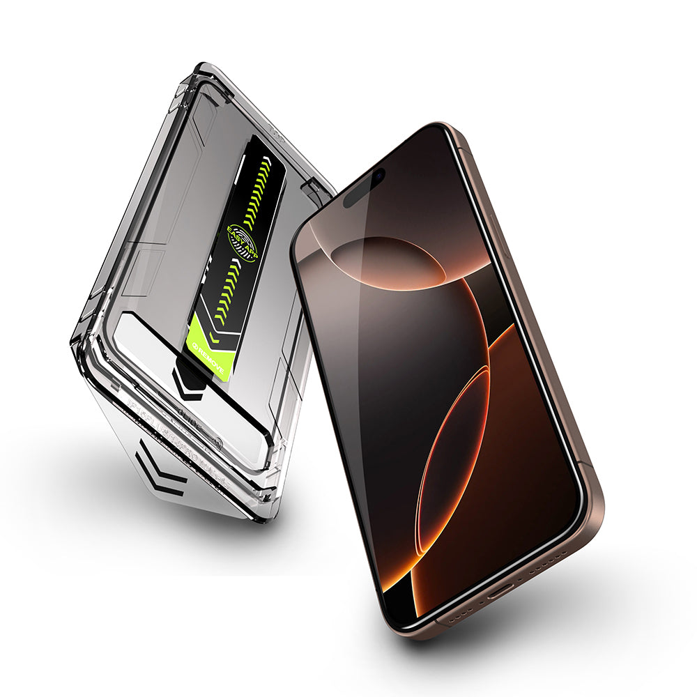 Techsuit TitanGlass Screen Protector for Apple iPhone 17 / 16 Pro, Tempered Glass, Full Glue, Set of 2 Pieces, Black